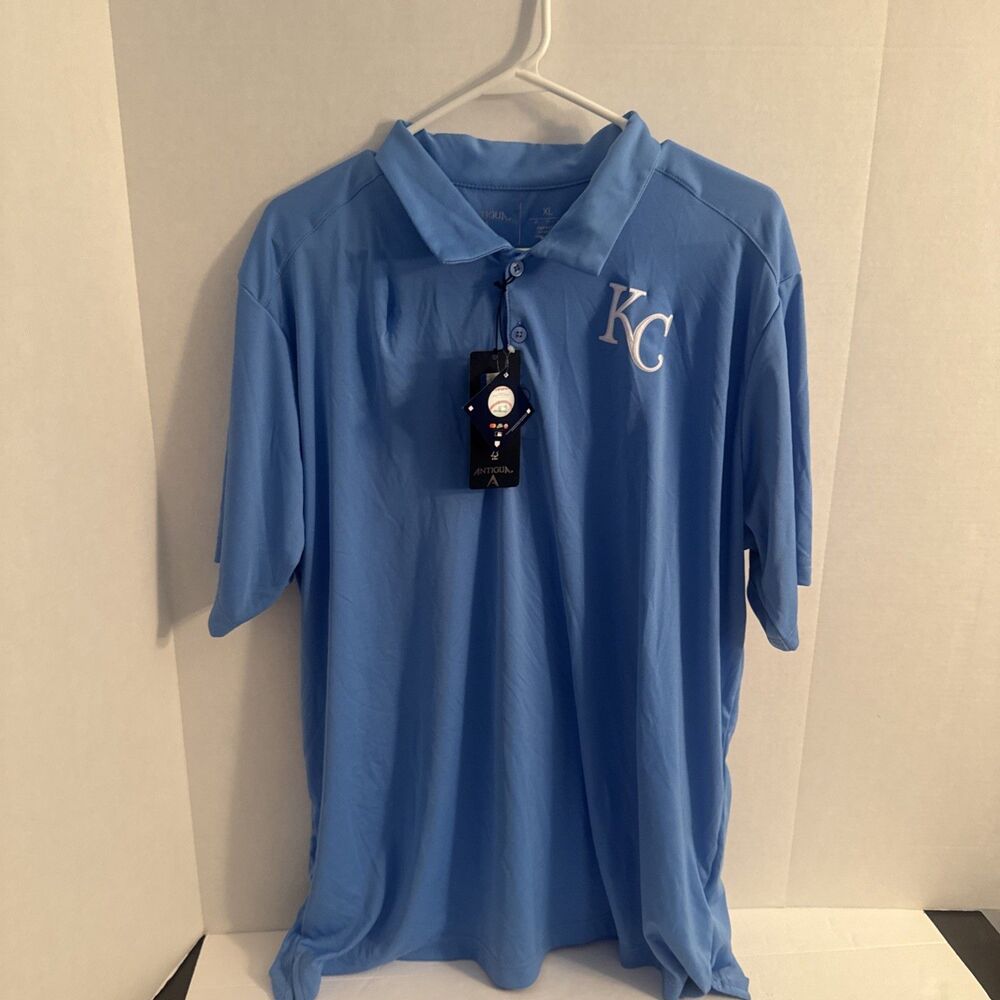 Kansas City Royals Polo Shirt Mens XL Light Blue Baseball MLB Antigua Golf NWT